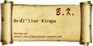 Brüller Kinga névjegykártya